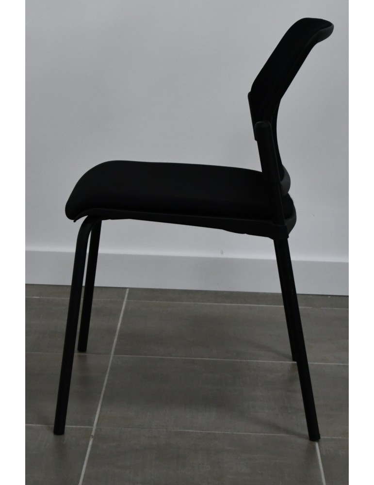 Chaise visiteur - Neuf - Tamaki 4 pieds - Dossier Résille Noir / Assise tissus Anthracite