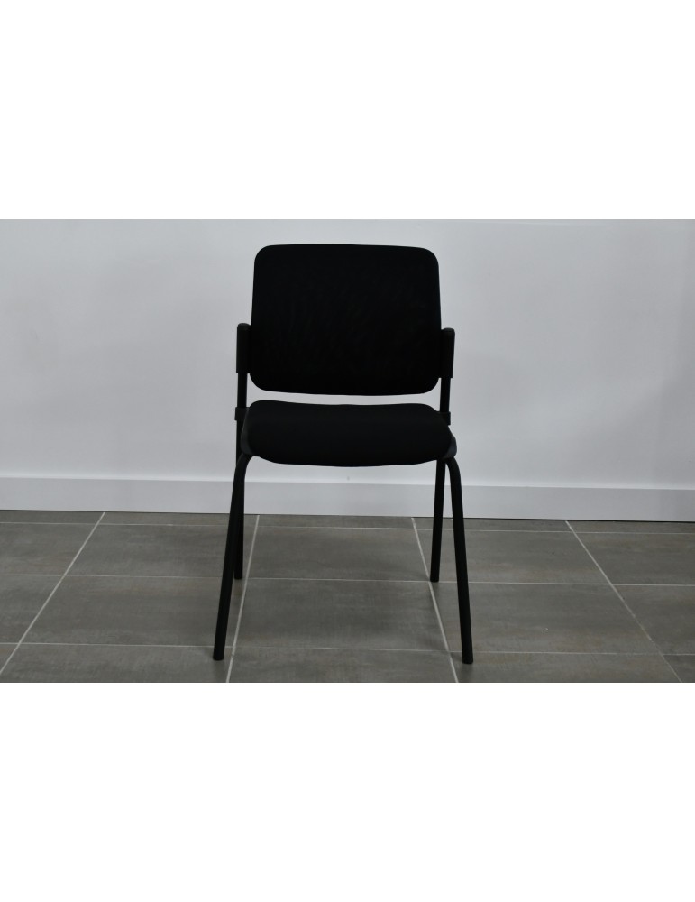 Chaise visiteur - Neuf - Tamaki 4 pieds - Dossier Résille Noir/ Assise tissus Noir