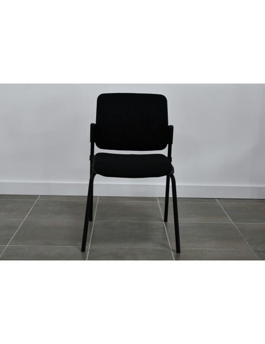 Chaise visiteur - Neuf - Tamaki 4 pieds - Dossier Résille Noir/ Assise tissus Noir