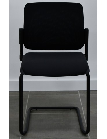 Chaise visiteur - Neuf - Tamaki Luge - Dossier Résille Noir / Assise tissus Anthracite