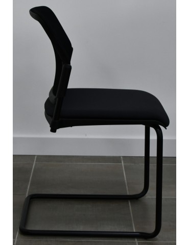 Chaise visiteur - Neuf - Tamaki Luge - Dossier Résille Noir / Assise tissus Anthracite 2