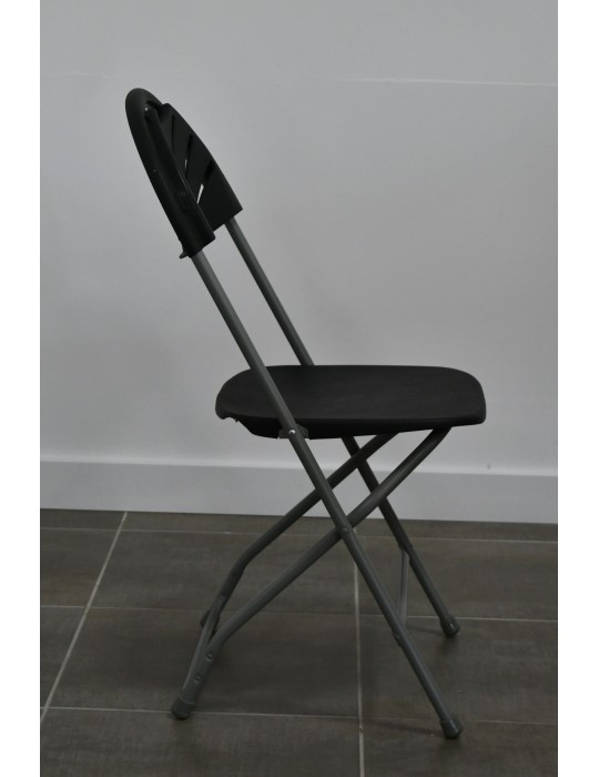 Chaise pliante - Noir/Gris alu - dossier polypropylène / Assise polypropylène