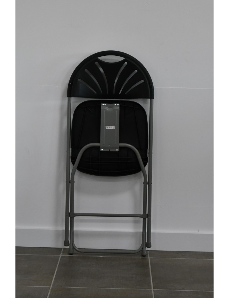 Chaise pliante - Noir/Gris alu - dossier polypropylène / Assise polypropylène
