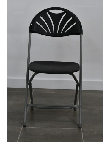 Chaise pliante - Noir/Gris alu - dossier polypropylène / Assise polypropylène
