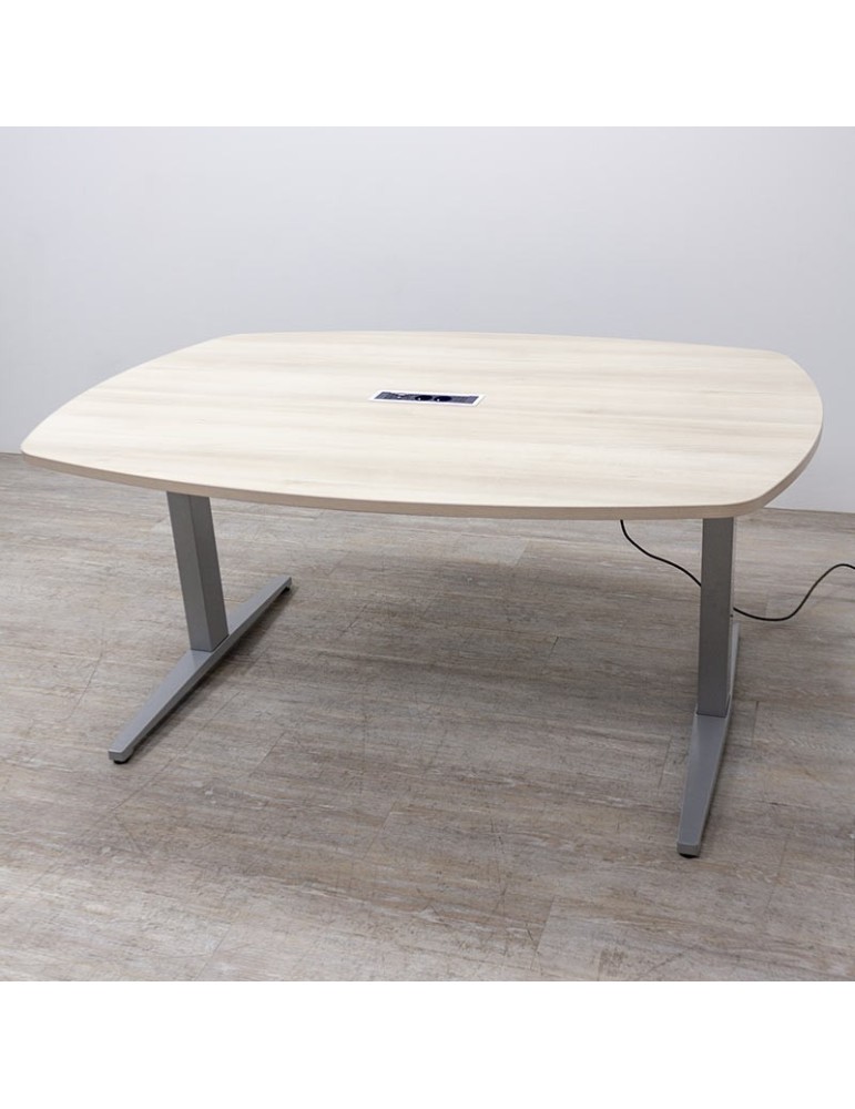 copy of Table réunion - Blanc / Blanc - L 160  x P 80 cm - Réglable en hauteur à l'installation