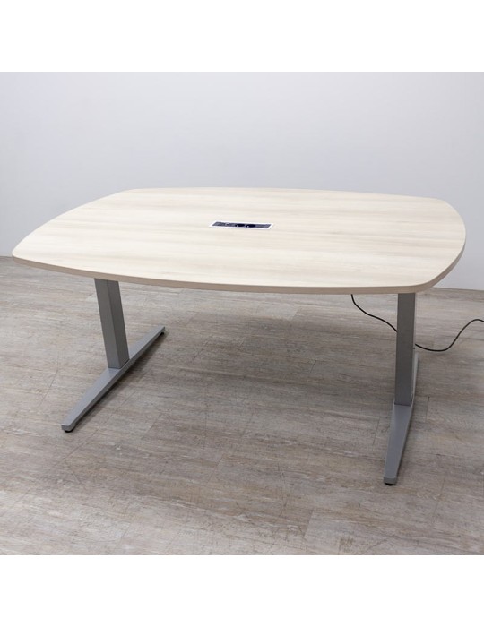 copy of Table réunion - Blanc / Blanc - L 160  x P 80 cm - Réglable en hauteur à l'installation