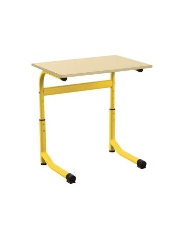 Table scolaire 2 places - réglable en hauteur T3 -T6 à dégagement latéral - Jaune - Reconditionné 2