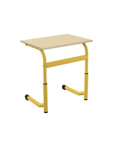 Table scolaire 2 places - réglable en hauteur T3 -T6 à dégagement latéral - Jaune - Reconditionné