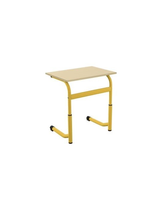Table scolaire 2 places - réglable en hauteur T3 -T6 à dégagement latéral - Jaune - Reconditionné