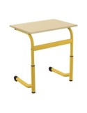 Table scolaire 2 places - réglable en hauteur T3 -T6 à dégagement latéral - Jaune - Reconditionné