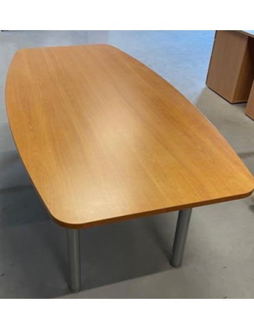 Table conférence ovale - Poirier / Gris alu - L 200 x P 100 / 80cm - reconditionnée