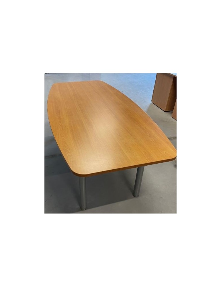 Table conférence ovale - Poirier / Gris alu - L 200 x P 100 / 80cm - reconditionnée