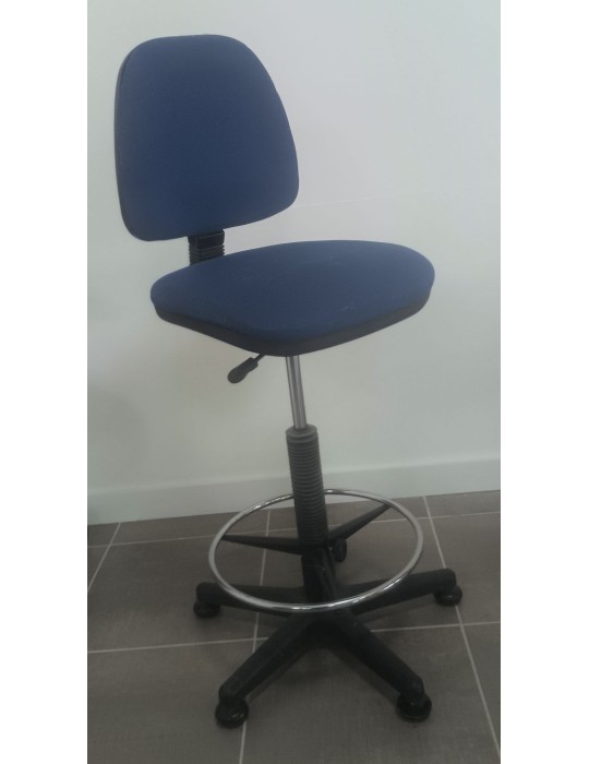 Fauteuil de travail sur patins - Dossier tissus Bleu / Assise tissus Bleu