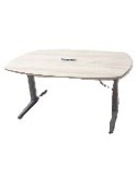 Table réunion Reconditionnée - Chêne / Gris clair - L 160  x P 110 cm - Réglable électrique en hauteur  68,5 / 125 cm