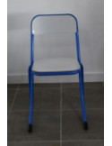 Chaise scolaire appui sur table Mobidecor bleu et gris stratifié | Mobilier scolaire