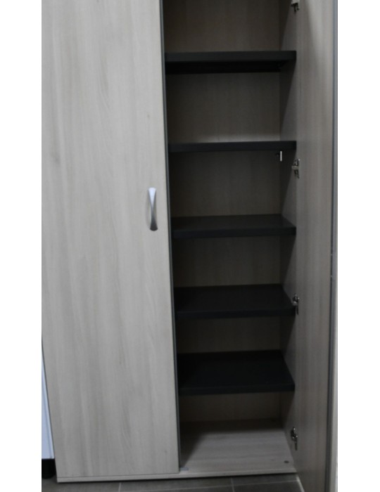 Armoire haute mélamine portes battantes Acacia L100 H 198cm  - Reconditionnée
