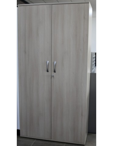 Armoire haute mélamine portes battantes Acacia L100 H 198cm  - Reconditionnée
