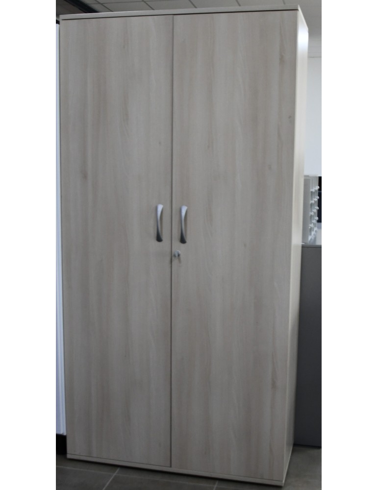 Armoire haute mélamine portes battantes Acacia L100 H 198cm  - Reconditionnée