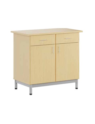 Buffet restauration - Neuf - Hêtre / Gris marbré - L 98,5 x P 55 cm