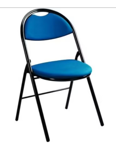 Chaise pliante Plix Dossier Simili cuir Bleu/ Assise simili cuir Bleu