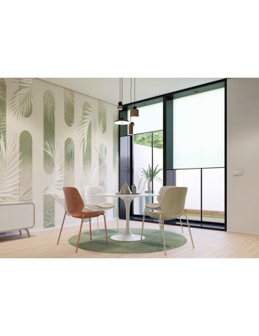 Chaise visiteur Inyo Dossier perforé polypropylène Vert d'eau / Assise tissus bleu marine