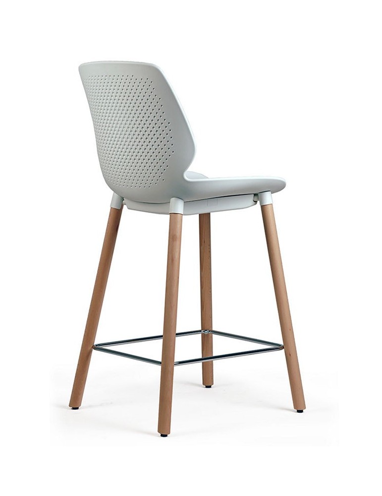 Tabouret haut coque Inyo - Neuf - Dossier Polypropylène Blanc /  Assise Polypropylène Blanc