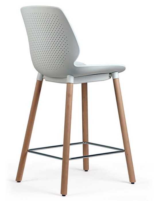 Tabouret haut coque Inyo - Neuf - Dossier Polypropylène Blanc /  Assise Polypropylène Blanc