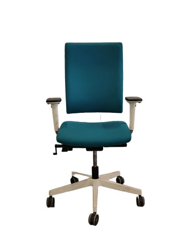 Fauteuil de travail - 4 Me - Neuf - Dossier tissus Turquoise / Assise tissus Turquoise  avec accoudoirs 2D