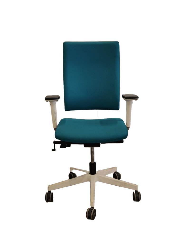 Fauteuil de travail - 4 Me - Neuf - Dossier tissus Turquoise / Assise tissus Turquoise  avec accoudoirs 2D