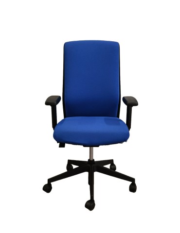 Fauteuil de travail - Neuf - Keno H Dossier Tissus Bleu / Assise tissus Bleu avec accoudoirs 2D