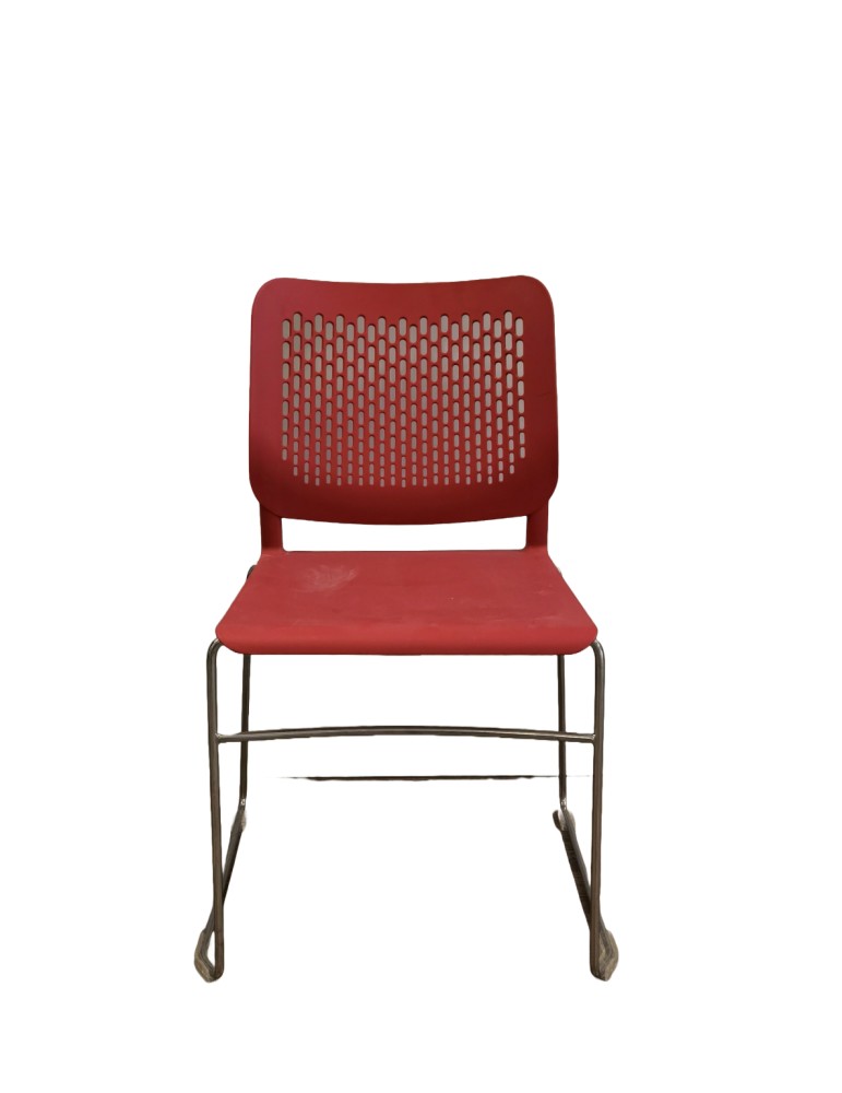 Chaise visiteur Calado piètement traineau Dossier Polypro Rouge / Assise Polypro Rouge