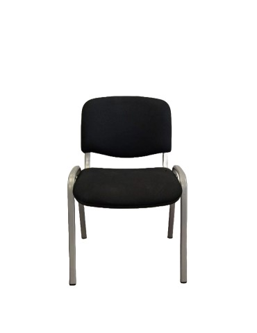 Chaise visiteur fabrication Française - Bingo - Dossier tissus Noir / Assise tissus Noir