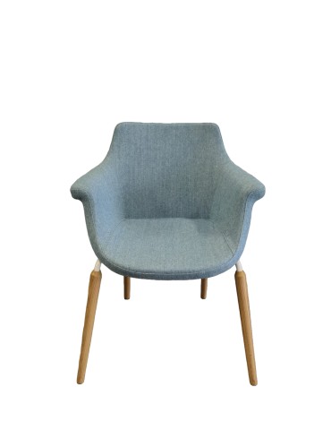 Chaise visiteur - Neuf - Kaika 4L Lwm  Dossier tissus Bleu chiné - Assise tissus Bleu chiné