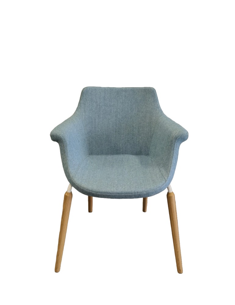 Chaise visiteur - Neuf - Kaika 4L Lwm  Dossier tissus Bleu chiné - Assise tissus Bleu chiné