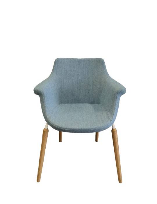 Chaise visiteur - Neuf - Kaika 4L Lwm  Dossier tissus Bleu chiné - Assise tissus Bleu chiné
