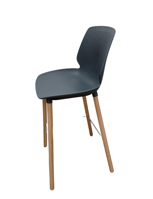 Tabouret haut coque Neuf Inyo Dossier Polypropylène Gris carbone / Assise Dossier Polypropylène Gris carbone