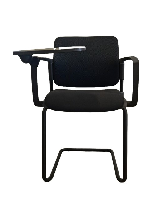 Chaise visiteur - Neuf - Tamaki piètement luge avec tablette écritoire - Dossier résille / tissus couleur  Assise tissus couleur