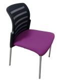 Chaise visiteur - AC100 -  Dossier résille noir / Assise tissus Prune