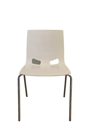 Chaise de collectivité Fondo - Neuf - Dossier polypropylène Blanc brillant / Assise polypropylène Blanc brillant