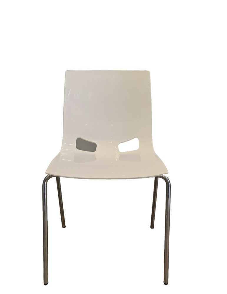 Chaise de collectivité Fondo - Neuf - Dossier polypropylène Blanc brillant / Assise polypropylène Blanc brillant