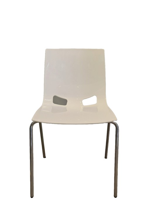 Chaise de collectivité Fondo - Neuf - Dossier polypropylène Blanc brillant / Assise polypropylène Blanc brillant
