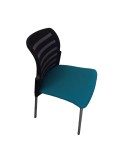 Chaise visiteur - AC100 -  Dossier résille noir / Assise tissus Emeraude