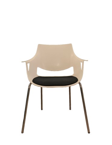 Chaise visiteur - Fano - Dossier polypro anthracite /  Assise tissus rouge