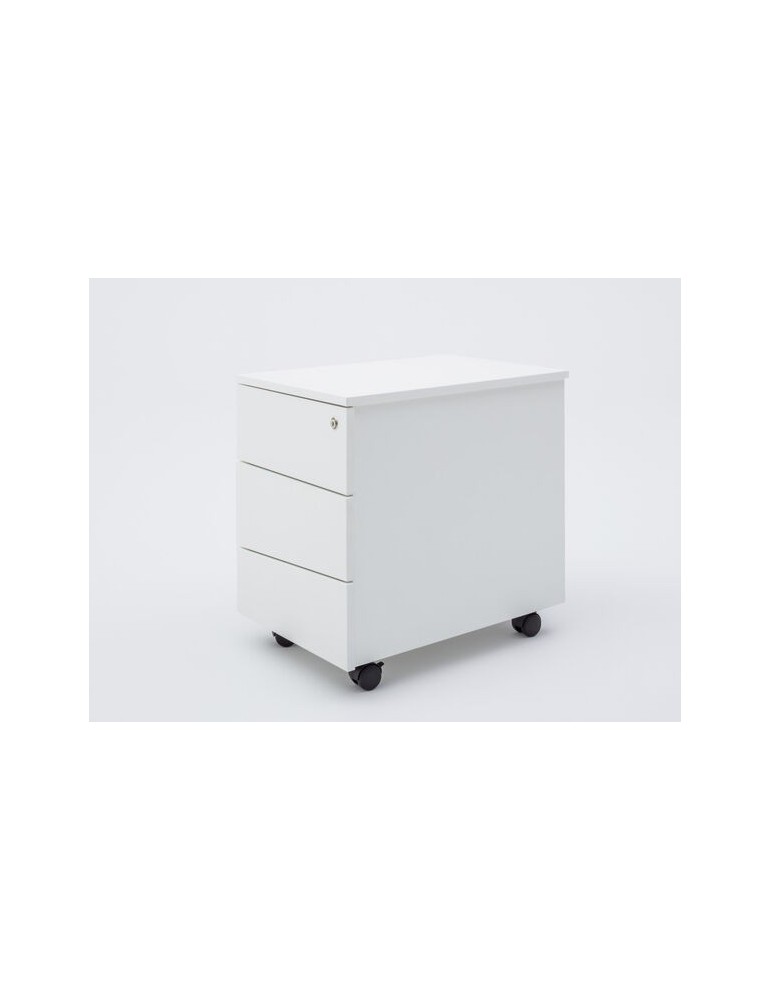 Caisson mobile métal - Neuf - Blanc / Blanc - L 42 x H 50 x P 56 - 3 tiroirs