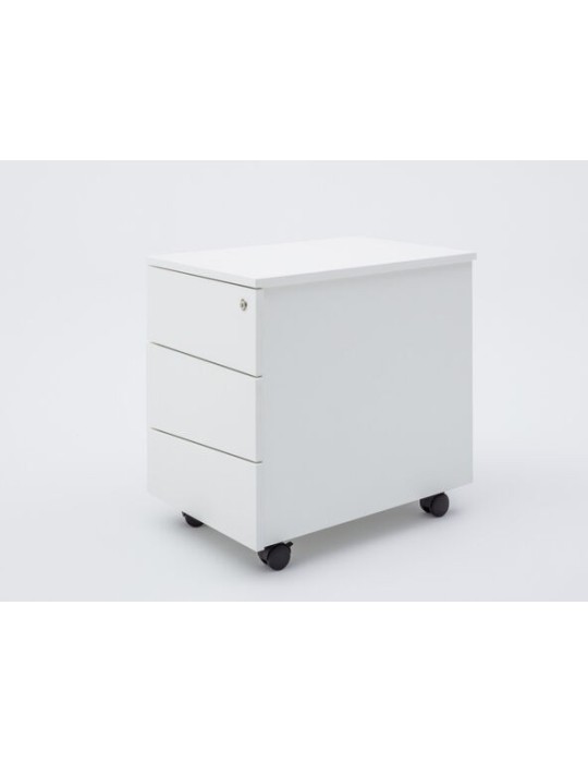 Caisson mobile métal - Neuf - Blanc / Blanc - L 42 x H 50 x P 56 - 3 tiroirs