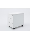 Caisson mobile métal - Neuf - Blanc / Blanc - L 42 x H 50 x P 56 - 3 tiroirs