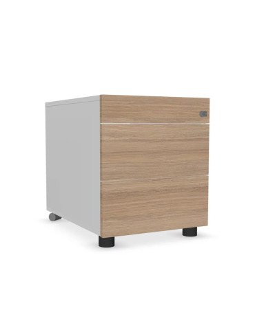 Caisson mobile métal - Neuf - Blanc / Chêne ambré - L 40 x H  x P - 3 tiroirs