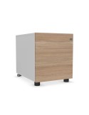 Caisson mobile métal - Neuf - Blanc / Chêne ambré - L 40 x H  x P - 3 tiroirs