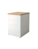 Caisson hauteur bureau métal -Neuf -  Frezza - Blanc / Acacia - L 42 x H 72 x P 80 - 4 tiroirs