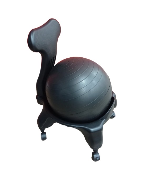 Chaise ergonomique - ballon Noir - Sur socle roulettes avec frein